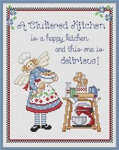 Cluttered Kitchen Cross Stitch Pattern More