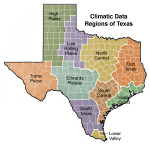 Texas Climate Regions Map