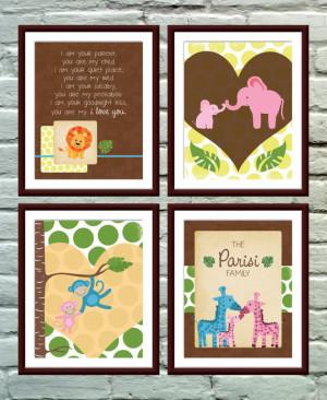 Jungle Animal Quote Poster Set for Baby's Nursery