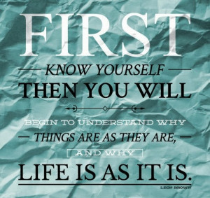 First know yourself then you will understand the why Life is as it is