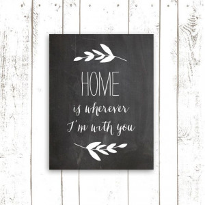 Home Quote, Printable Chalkboard Sign, Home is Wherever I'm with You ...