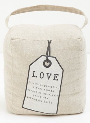 Fabric 'love' quote doorstop