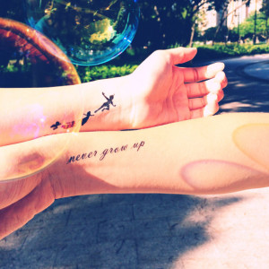 Peter Pan Never Grow Up quote tattoo - InknArt Temporary Tattoo ...