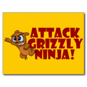 Attack Grizzly Ninja Post Cards