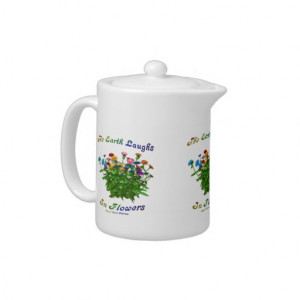 Happiness Quote Flowers Inspirational Teapots