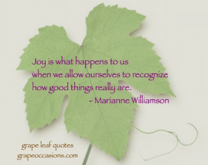 Grape Leaf Quote: Joy in Life