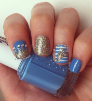 glitter rhinestones stripes pointy nails