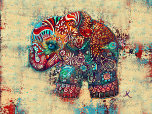 Vintage Elephant Painting
