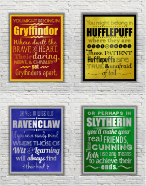 Harry Potter Typography Quote - The Four Hogwarts Houses according to ...