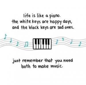 is like a piano. the white keys are happy days, and the black keys ...