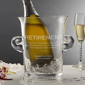 10106 - Retirement Engraved Crystal Chiller & Ice Bucket - Front