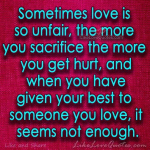 Sometimes love is so unfair