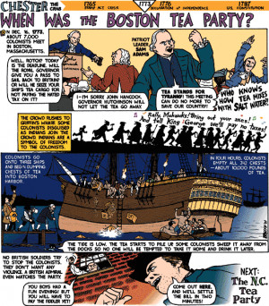 Political Cartoon about the Boston Tea Party