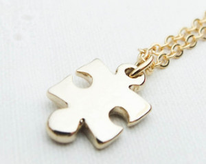Puzzle Piece Necklace Gold necklace Puzzle necklace Cute necklace ...