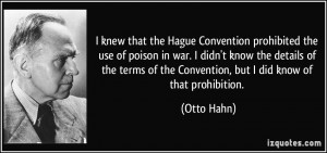 knew that the Hague Convention prohibited the use of poison in war ...