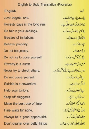 Popular Proverbs in Urdu with English Translation Collection