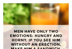 Men have only two emotions: hungry and horny. If you see him without ...