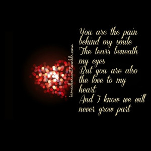 You are the pain behind my smile...