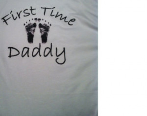 FIRST TIME Daddy with footprints t-shirt for MEN New Dad / new baby ...