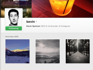Kevin Systrom's Instagram page