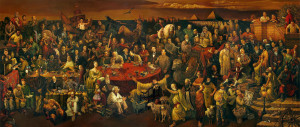 Chinese Artists Dai Dudu, Li Tiezi, and Zhang An, 2006, oil on canvas