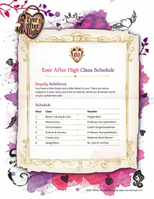 Ever After High Schedule: Royally Rebellious. by misfitkittyrawr