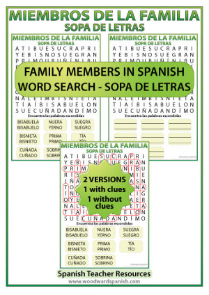 Spanish Family Members Word Search