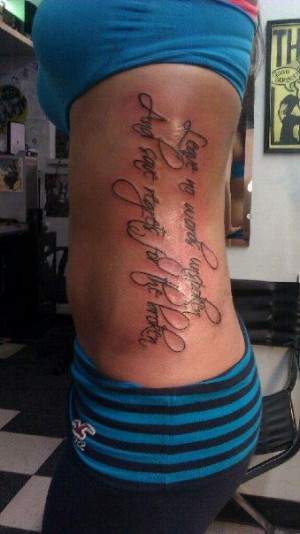 My rib tattoo from the song, All I want; “Leave no words unspoken ...