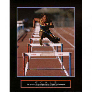 Goals Runner Jumping Hurdles Motivational Print Poster - 22x28
