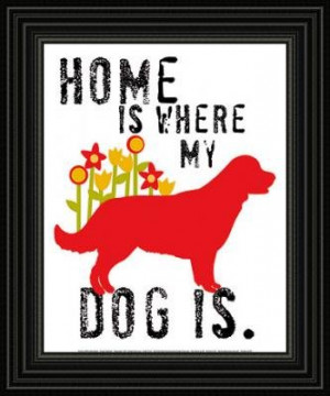 ... My Dog Is Framed Black and White Dog Red Art Poster Print Picture
