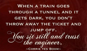 When a train goes through a tunnel and it gets dark