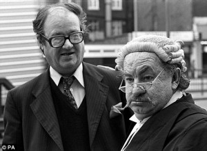 Mortimer (L) with actor Leo McKern, who played the lead character in ...