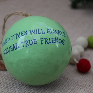 ... THE COMFI COTTAGE > LARGE MINT GREEN CHRISTMAS BAUBLE WITH WISE QUOTE