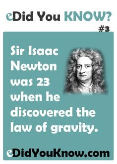 Sir Isaac Newton was 23 when he discovered the law of gravity ...