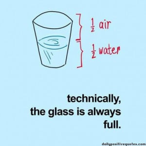 Half air, half water. Technically, the glass is always full.