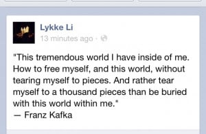 love lykke li. And I love that she posted this quote on Facebook