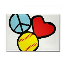Peace, Love, Softball Rectangle Magnet for