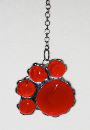 - Deep Red Transparent Glass Nugget Paw Print, Dog Paw, Cat Paw ...