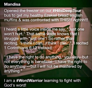 love Mandisa's strategy for dealing with temptation! Gods' word is ...
