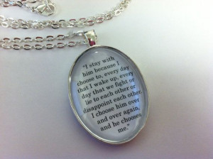 Divergent I Choose Him Oval Book Quote Silver Pendant Charm Necklace ...