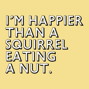 as happy as a squirrel eating a nut.