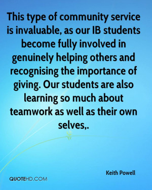 This type of community service is invaluable, as our IB students ...