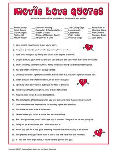 More Movie Love Quotes bridal shower game More