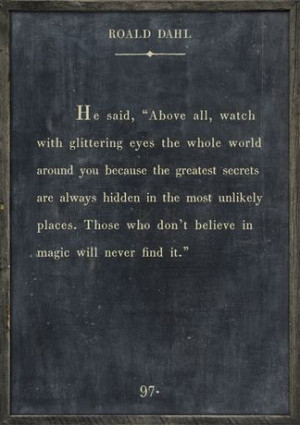 Roald Dahl Quote Vintage Framed Art Print