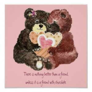 cute_teddy_bears_friends_chocolate_quote_posters ...