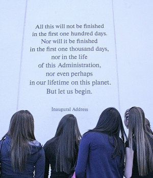 Students reading Inaugural quote
