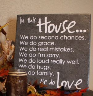 In this House we do...ceramic tile with vinyl quote. $17.00, via Etsy.