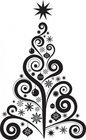 Black and White Christmas Tree Drawing