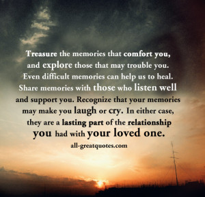 Grief Quotes Cards – Treasure the memories that comfort you