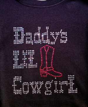 Daddy's little cowgirl Rhinestone bling youth t-shirt